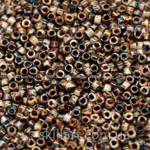 Бисер DB-2267 Miyuki Delica Beads 11/0 (непрозрачный, покрытие пикассо, микс коричневый темный)